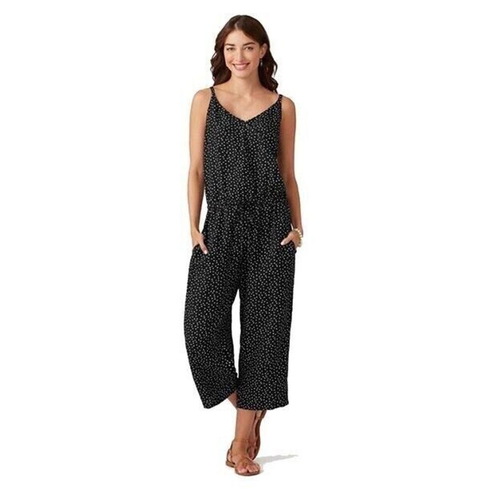 TOMMY BAHAMA $159 Sea Swell Polka Dot Cropped Linen Tie Waist Jumpsuit Size XL